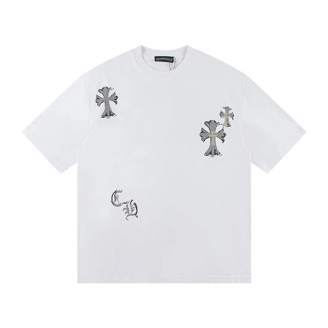 🅿️150 Style: 2025 new Croix Heart short-sleeved T-shirt Material: High version 300g double yarn combed cotton Size: S～XL Color: White Style number: Z023